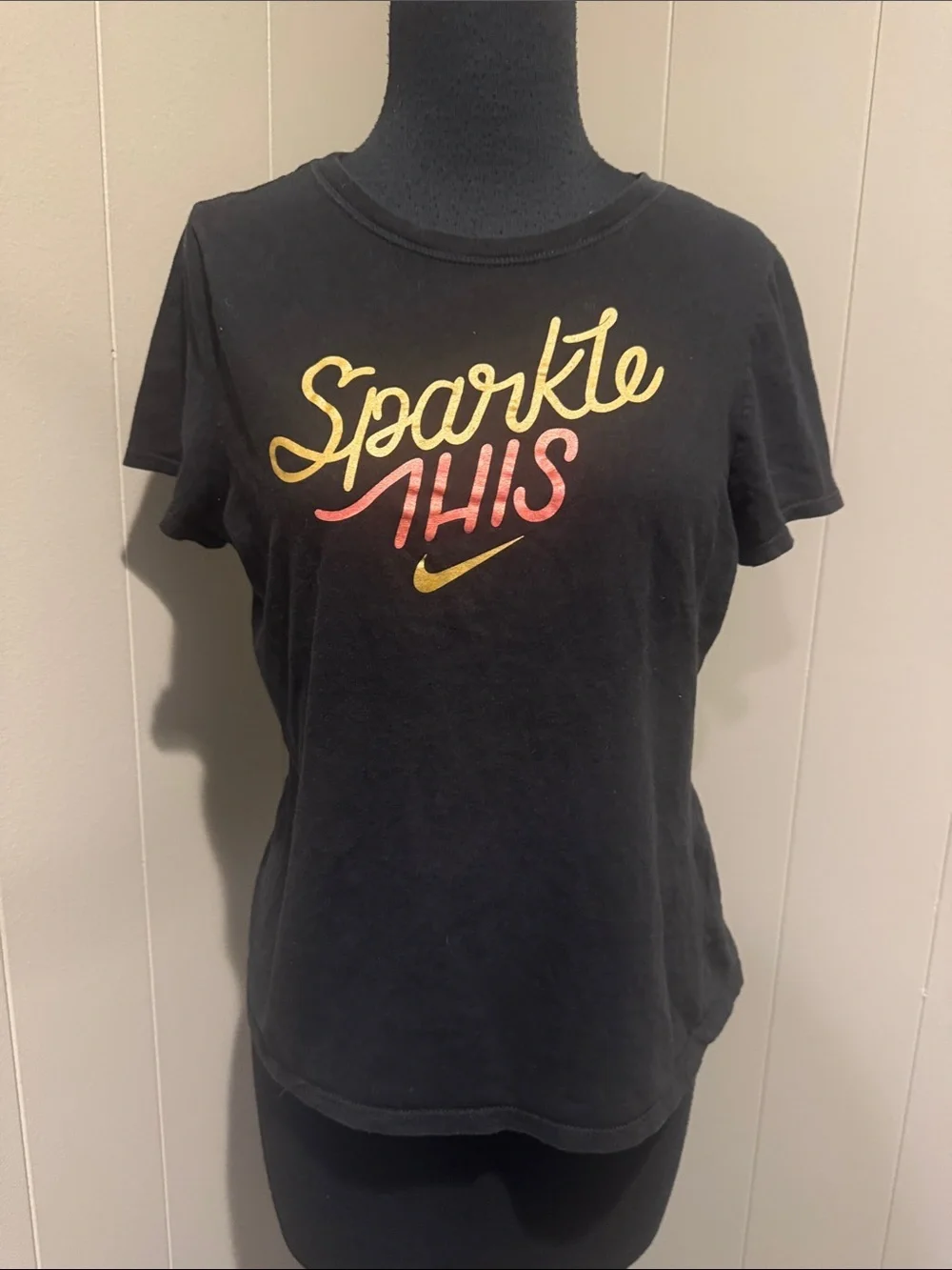 Nike black athletic cut “Sparkle This” graphic short sleeve tee. 100% cotton. XL